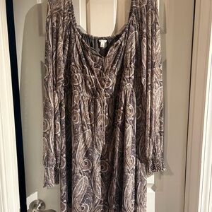 Cato Gray and Brown Paisley Dress